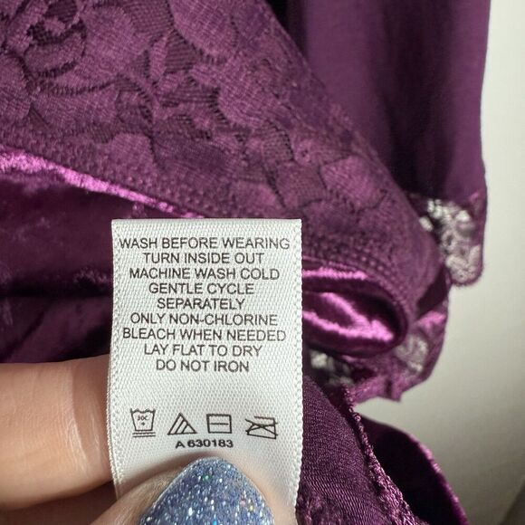 Logo Lavish Purple Velvet Lace Shirt Long Sleeve Size 2X Whimsy Goth Dark - Picture 13 of 16